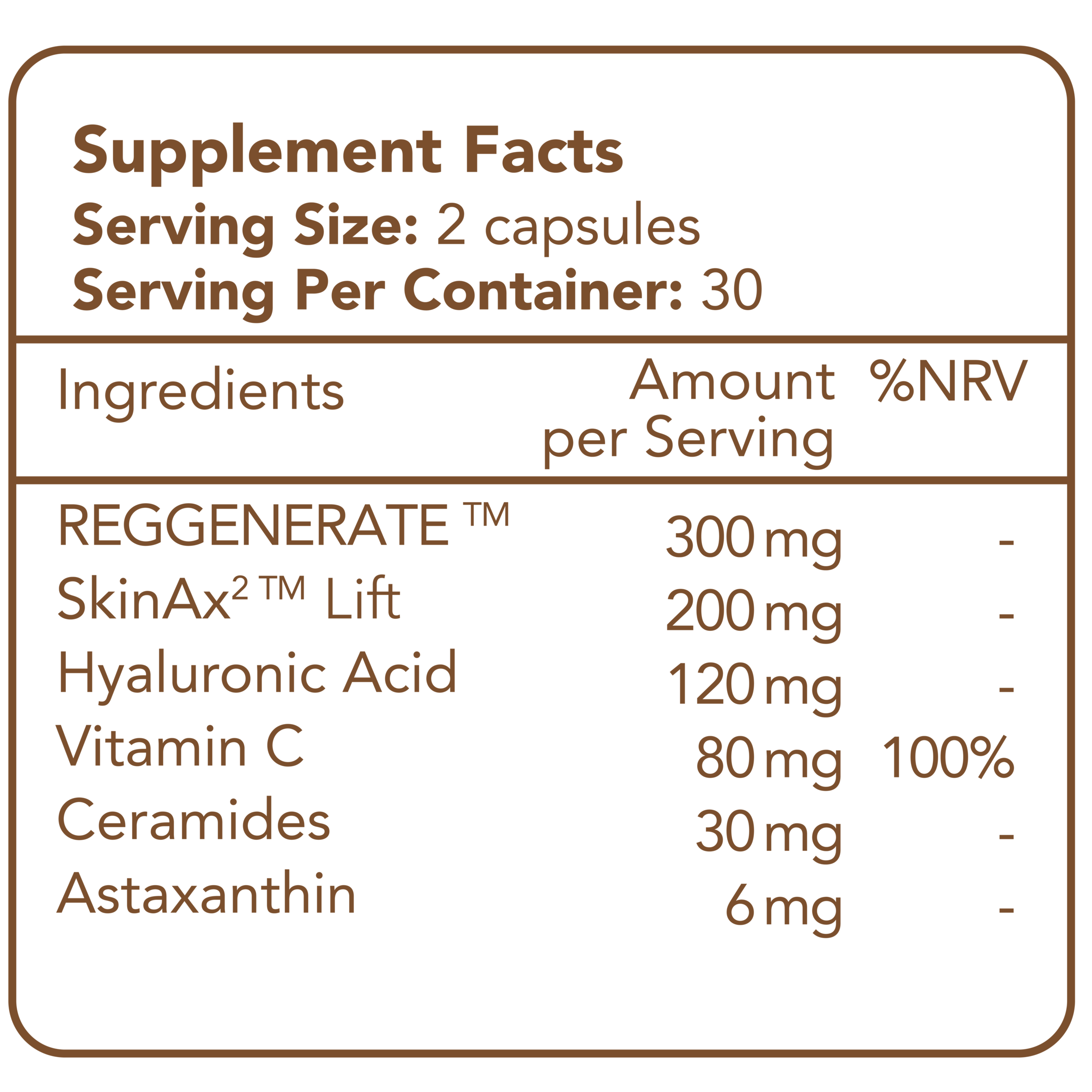 BOOST ingredient label with hyaluronic acid, ceramides, vitamin C, and astaxanthin