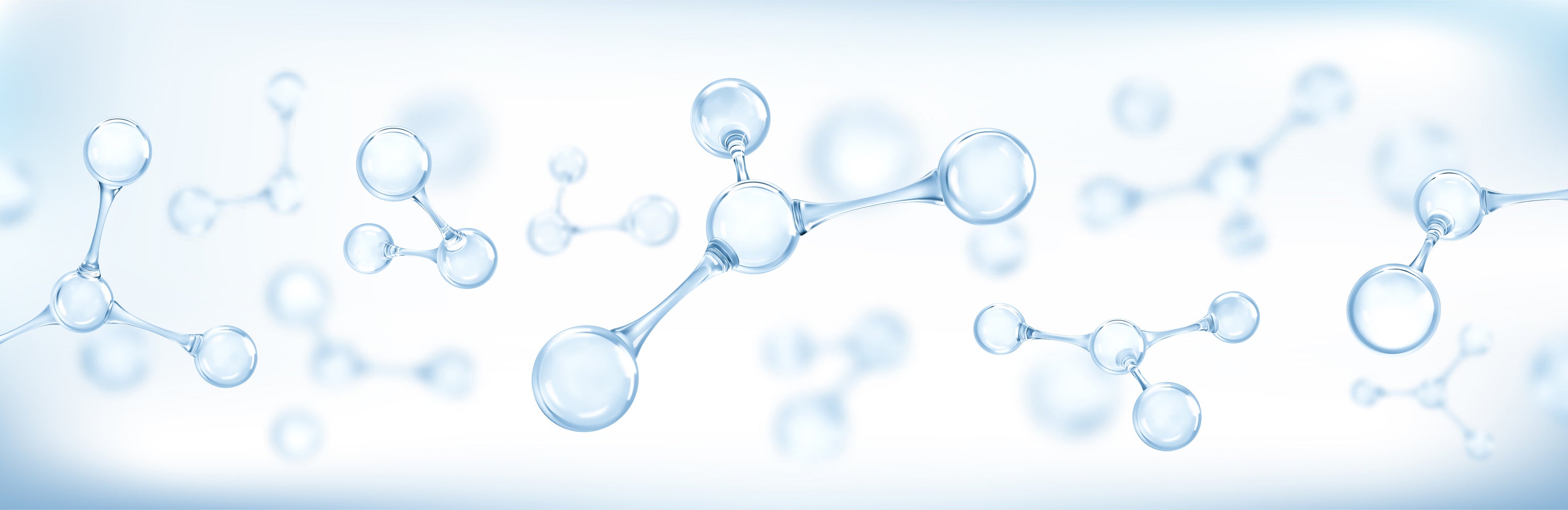 Abstract water molecule graphic representing hyaluronic acid hydration support in BOOST
