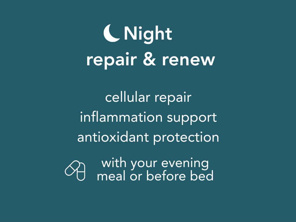 Nighttime skin repair support with RENEW for cellular repair and inflammation balance