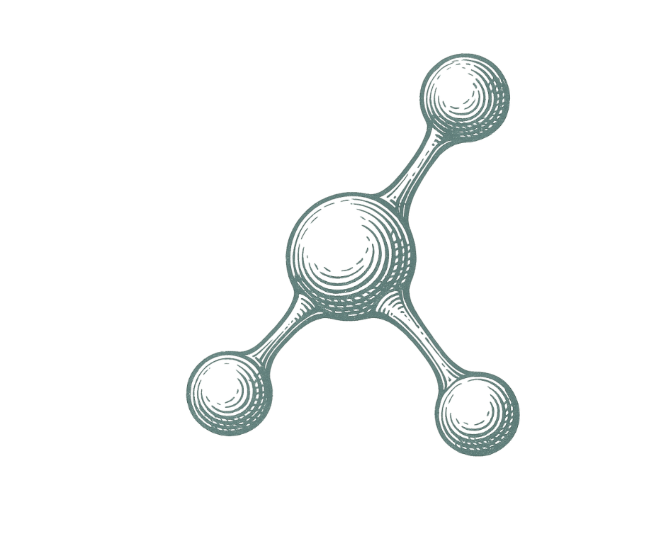 Illustration of cross-linked gel droplet, representing hyaluronic acid