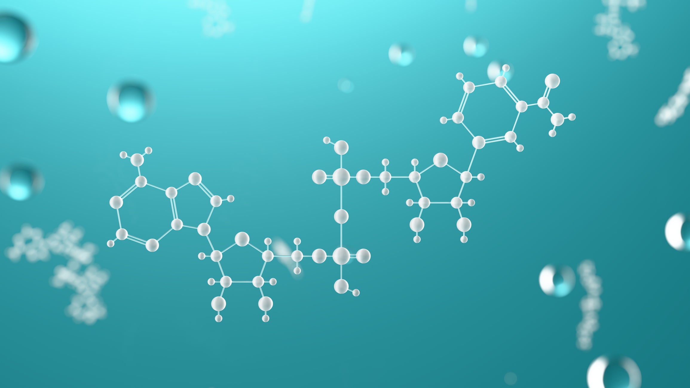 NAD+ Molecular structures on a teal background
