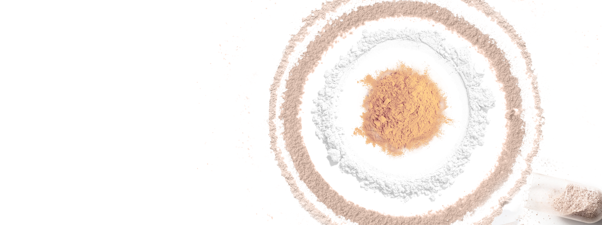 Assorted powdered ingredients arranged in a circular pattern, representing Cellaro’s ingredient formulations.”