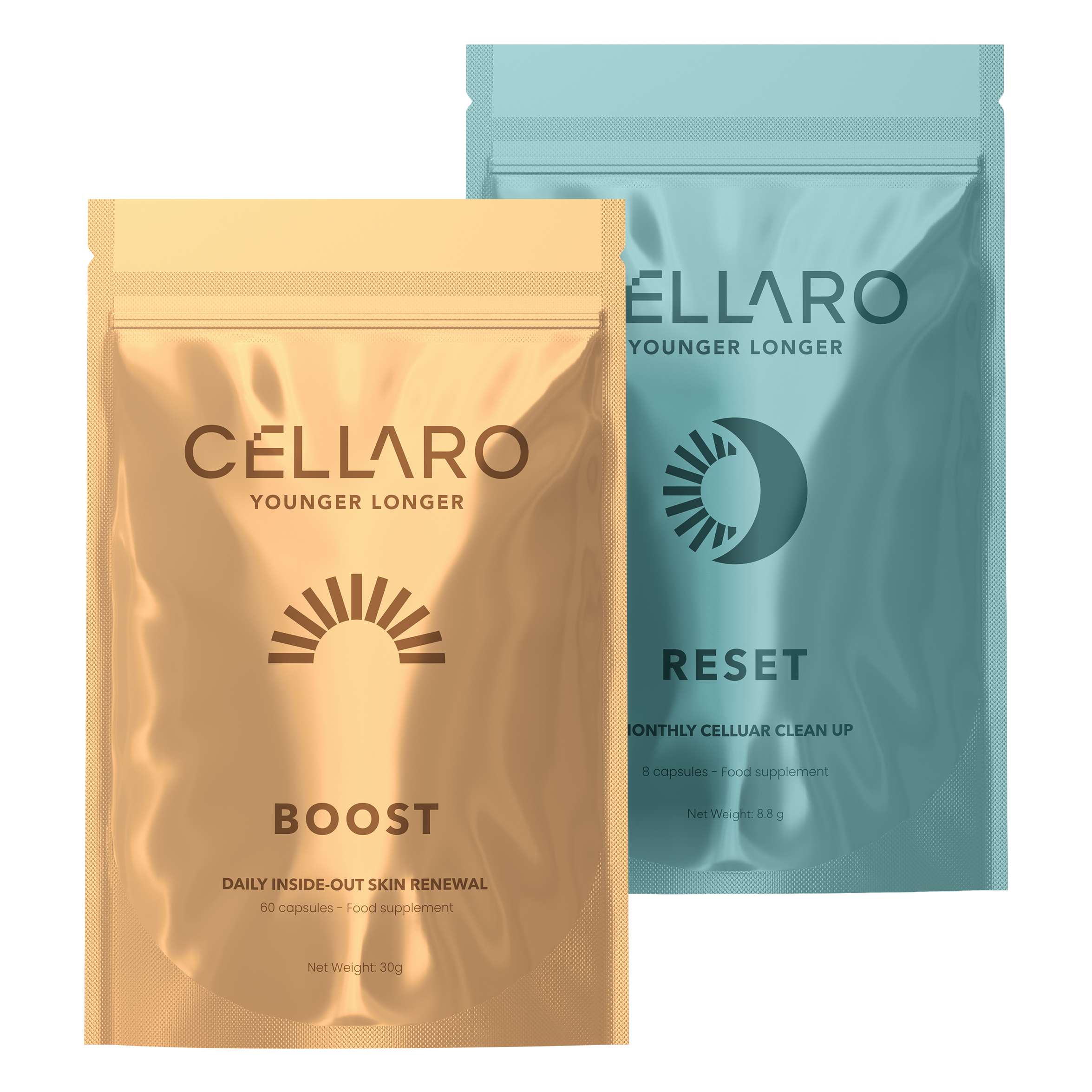Cellaro BOOST and RESET supplement pouches (Skin Renewal Duo)